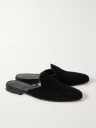 Manolo Blahnik - Miriomu Leather-Trimmed Suede Backless Loafers - Black