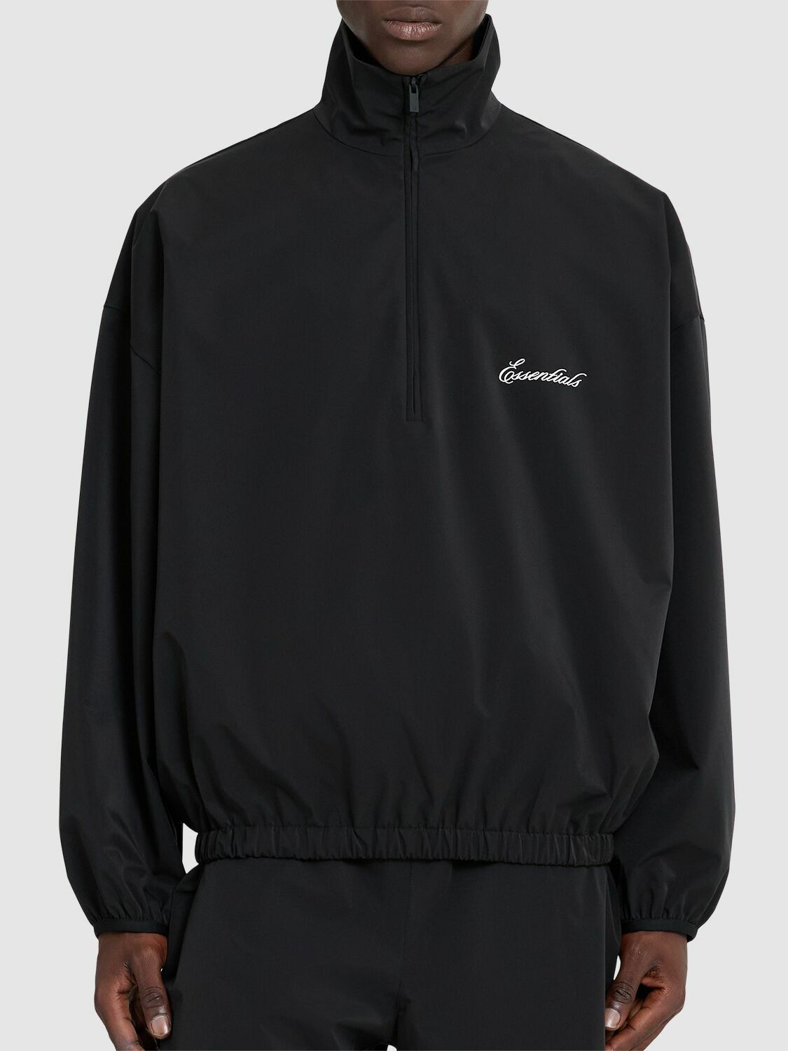 パーカー・フーディ Fear Of God Jet Black Sporty Nylon Half Zip Sweatshirt Fear of God Essentials Nylon Filled Halfzip Hoodie Jet Black