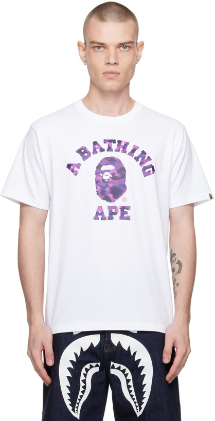 Photo: BAPE White & Purple Camo College T-Shirt