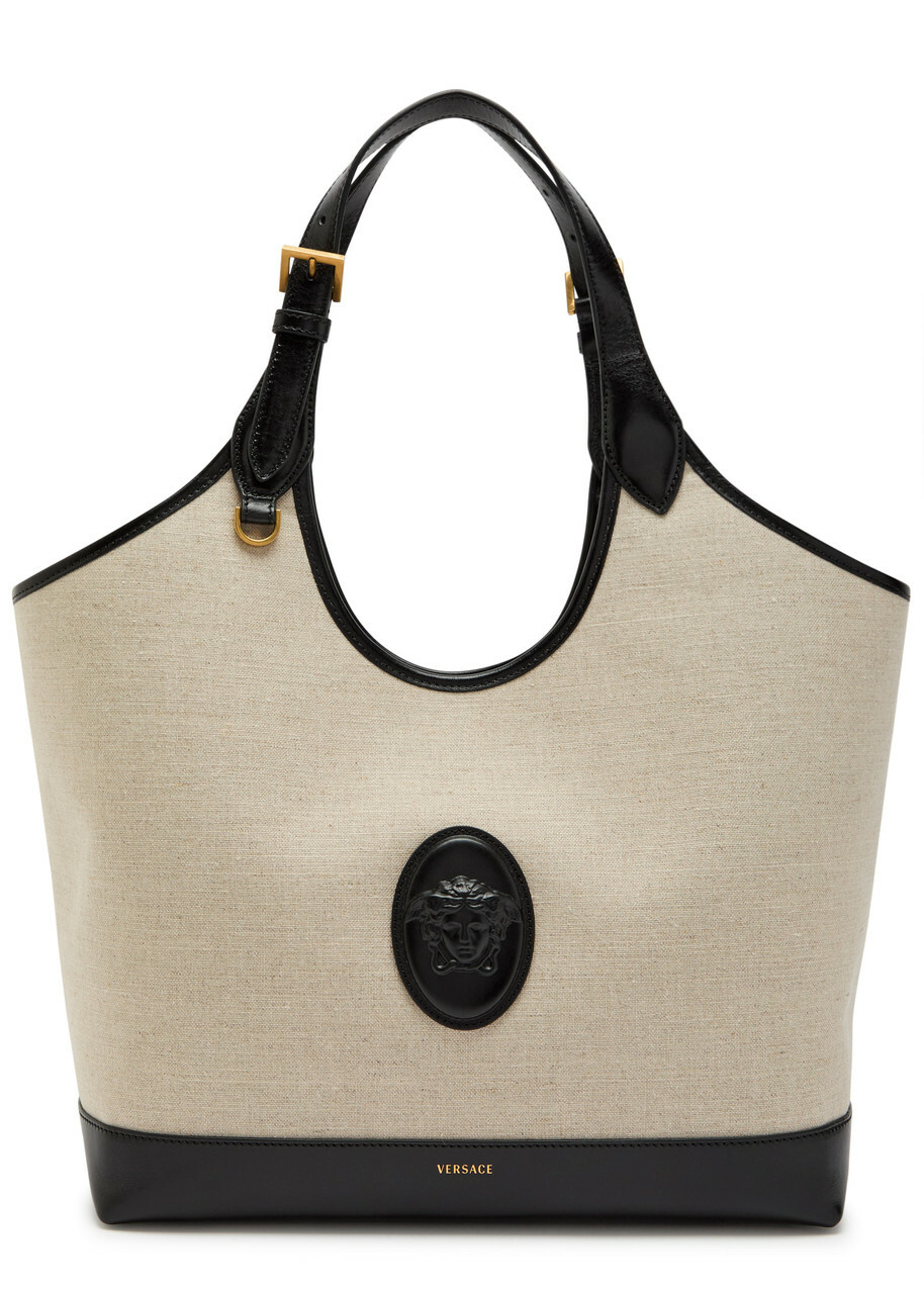 Versace Large Leather and Canvas Tote bag - Black - One Size