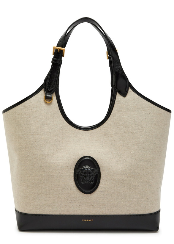 Photo: Versace Large Leather and Canvas Tote bag - Black - One Size