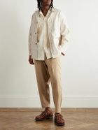 Monitaly - Tapered Pleated Linen and Cotton-Blend Gauze Trousers - Neutrals