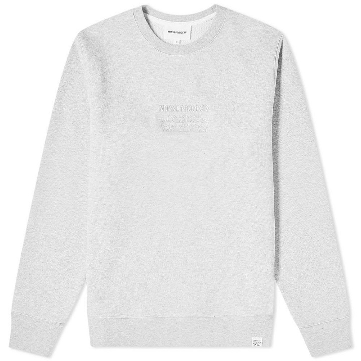 Photo: Norse Projects Vagn Embroidered Logo Sweat Light Grey Melange