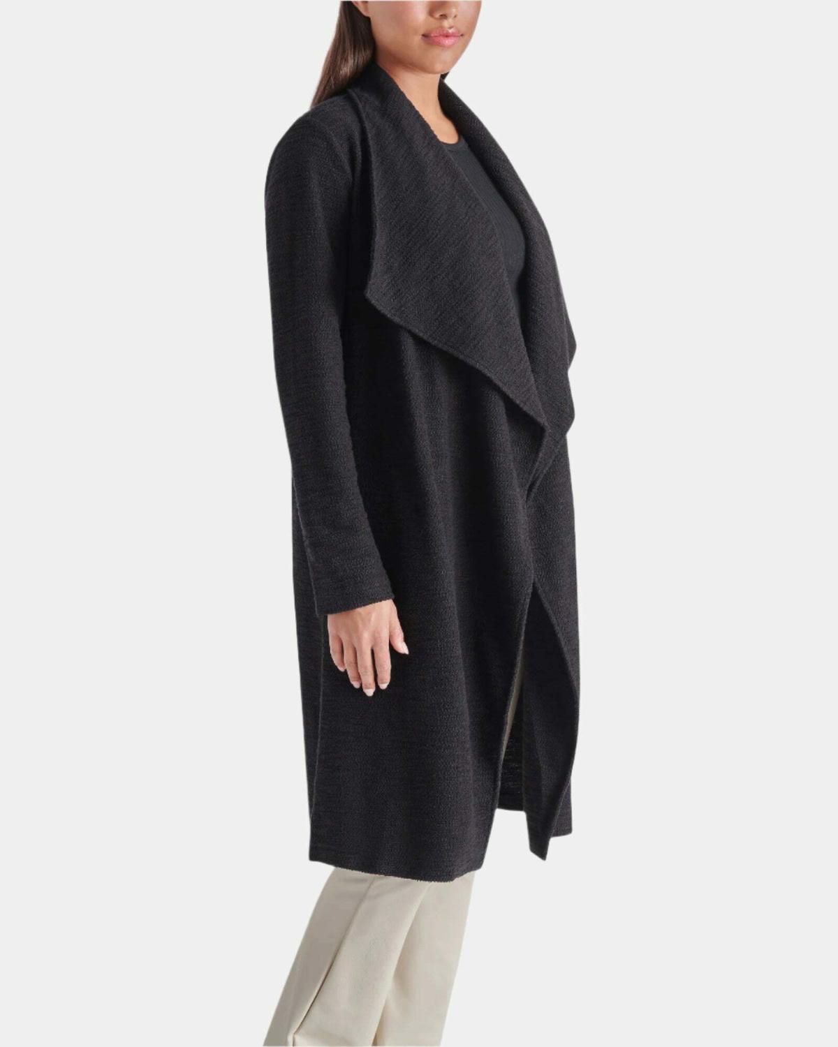 Steve Madden Drape Front Slub Knit Jacket in Black