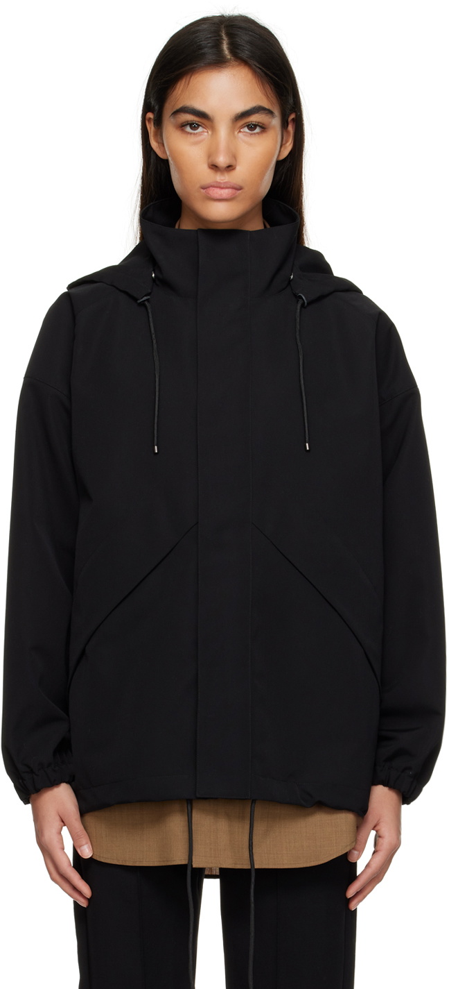 AURALEE Black Detachable Hood Jacket Auralee