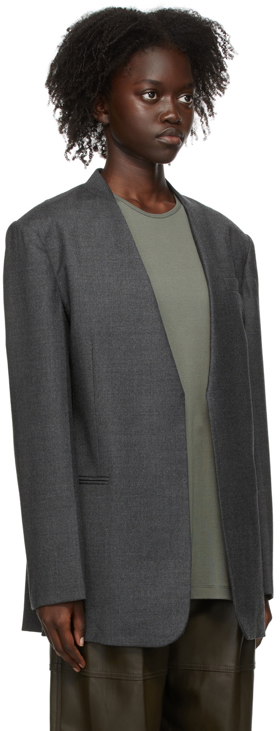DRAE Grey Wool V-Neck Blazer