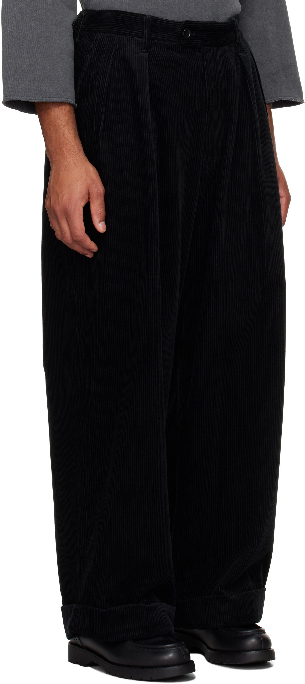 Engineered Garments Black 8W Corduroy Oxford Trousers Engineered