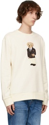 Ralph Lauren Purple Label Off-White Fleece Polo Bear Sweatshirt