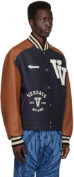 Versace Navy Varsity Down Bomber Jacket