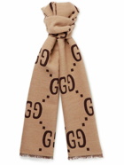 GUCCI - Logo-Jacquard Wool and Silk-Blend Scarf