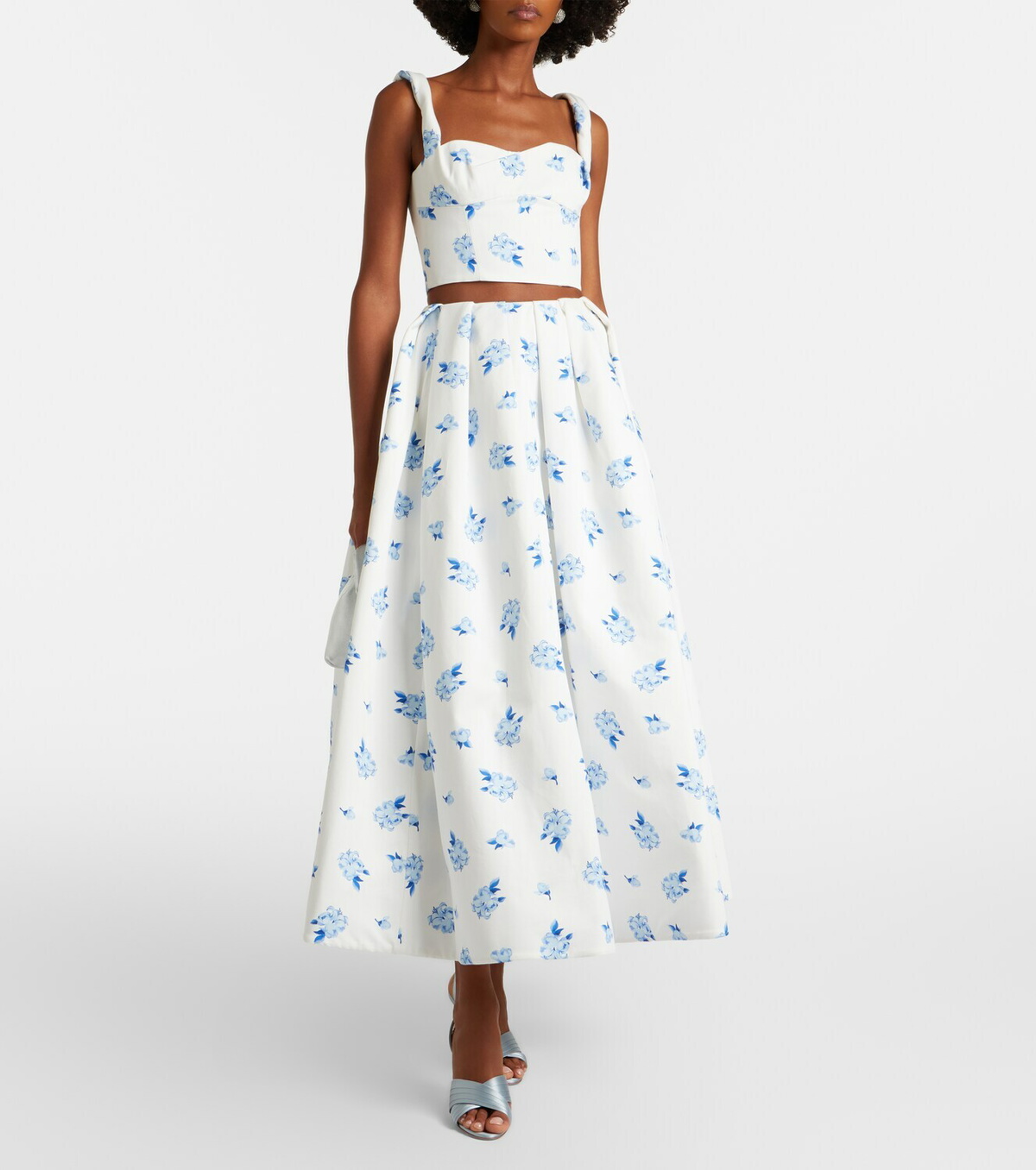 Leo Lin Victoria floral pleated cotton maxi skirt