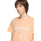 Balmain Orange Flocked Logo T-Shirt