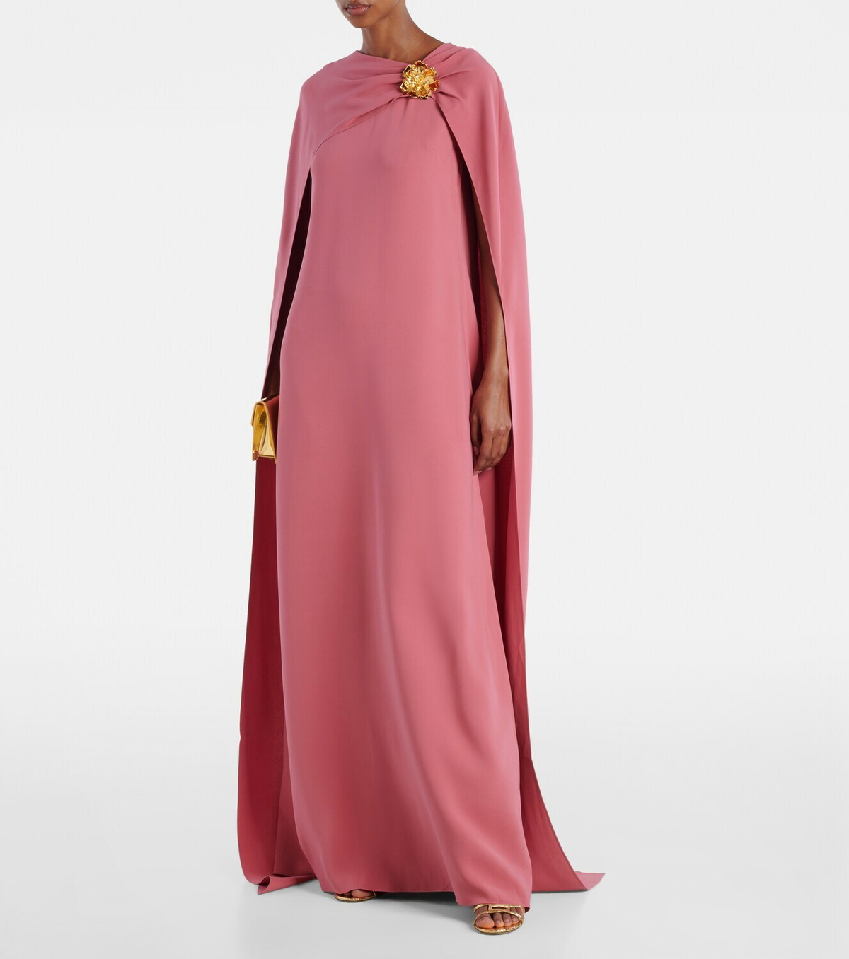 Oscar de la Renta Caped silk-blend gown
