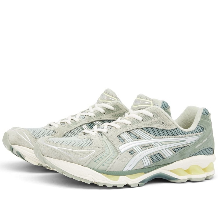 Photo: Asics Men's Gel-Kayano 14 Sneakers in Olive Grey/Pure Silver