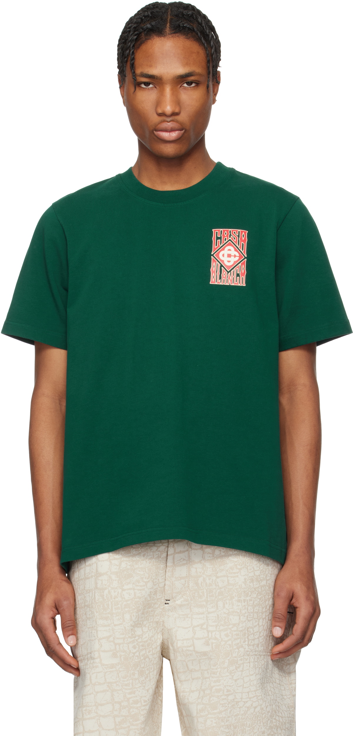 Green Gothic Logo T-shirt by Casablanca on Sale