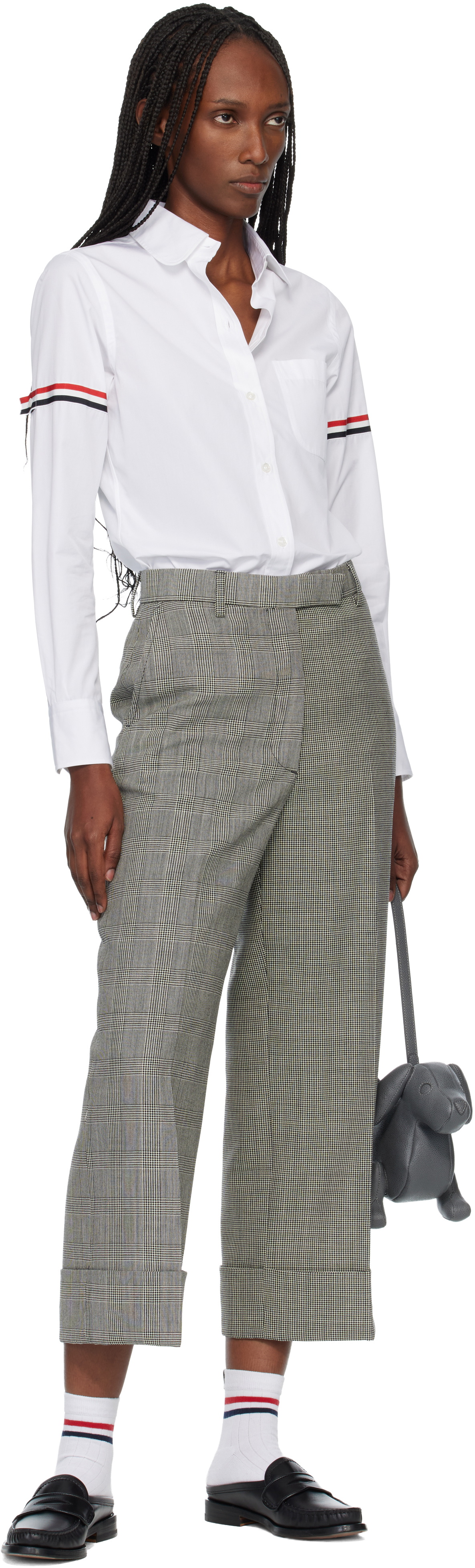 Thom Browne Black & White High Waisted Straight Leg Trousers