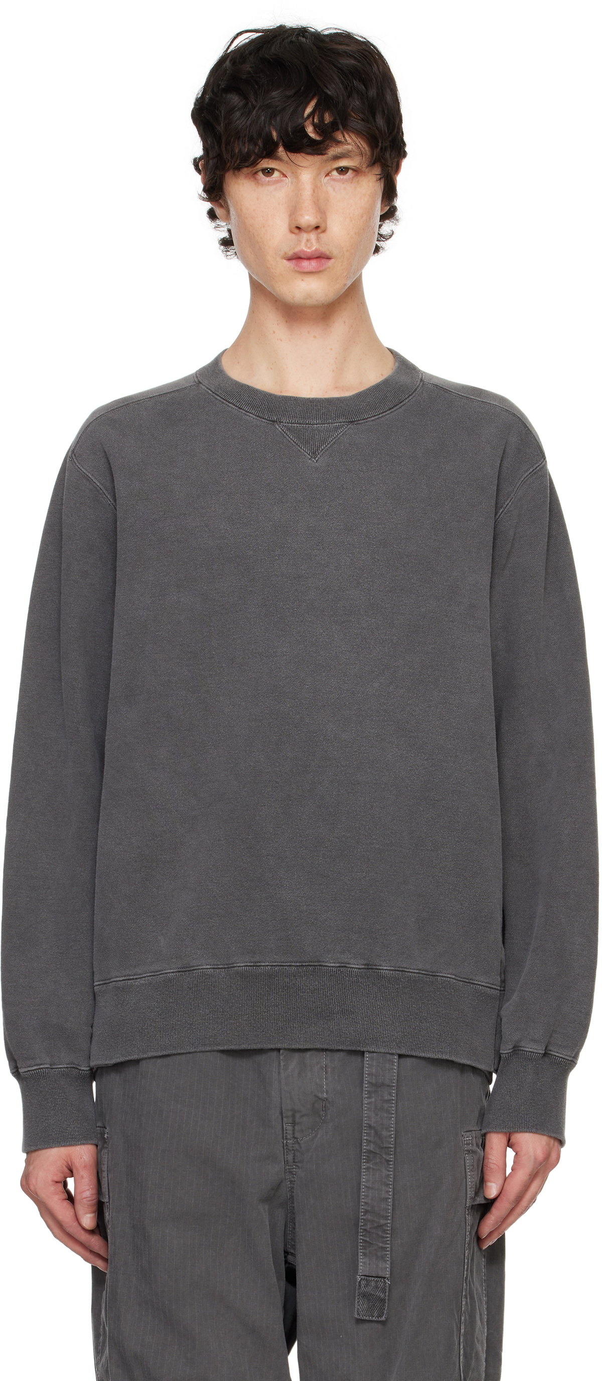 sacai Gray Garment Dye Cotton Jersey Sweatshirt Sacai