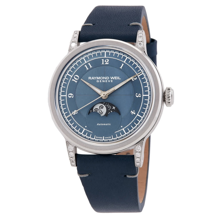 Photo: Raymond Weil Millesime Automatic Moon Phase Ladies Watch 2145-SCS-05511