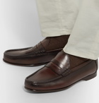 Ralph Lauren Purple Label - Burnished-Leather Penny Loafers - Brown