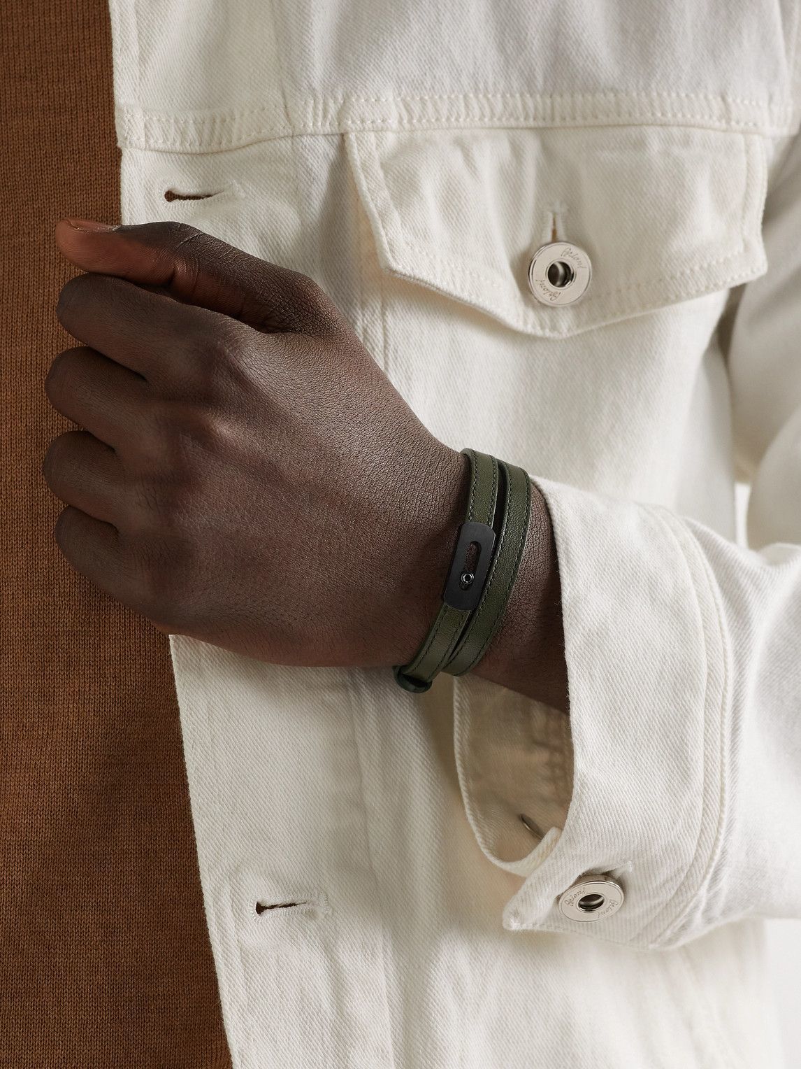Messika - My Move DLC-Coated, Diamond and Leather Bracelet - Green