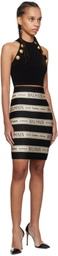 Balmain Black & Off-White Jacquard Miniskirt