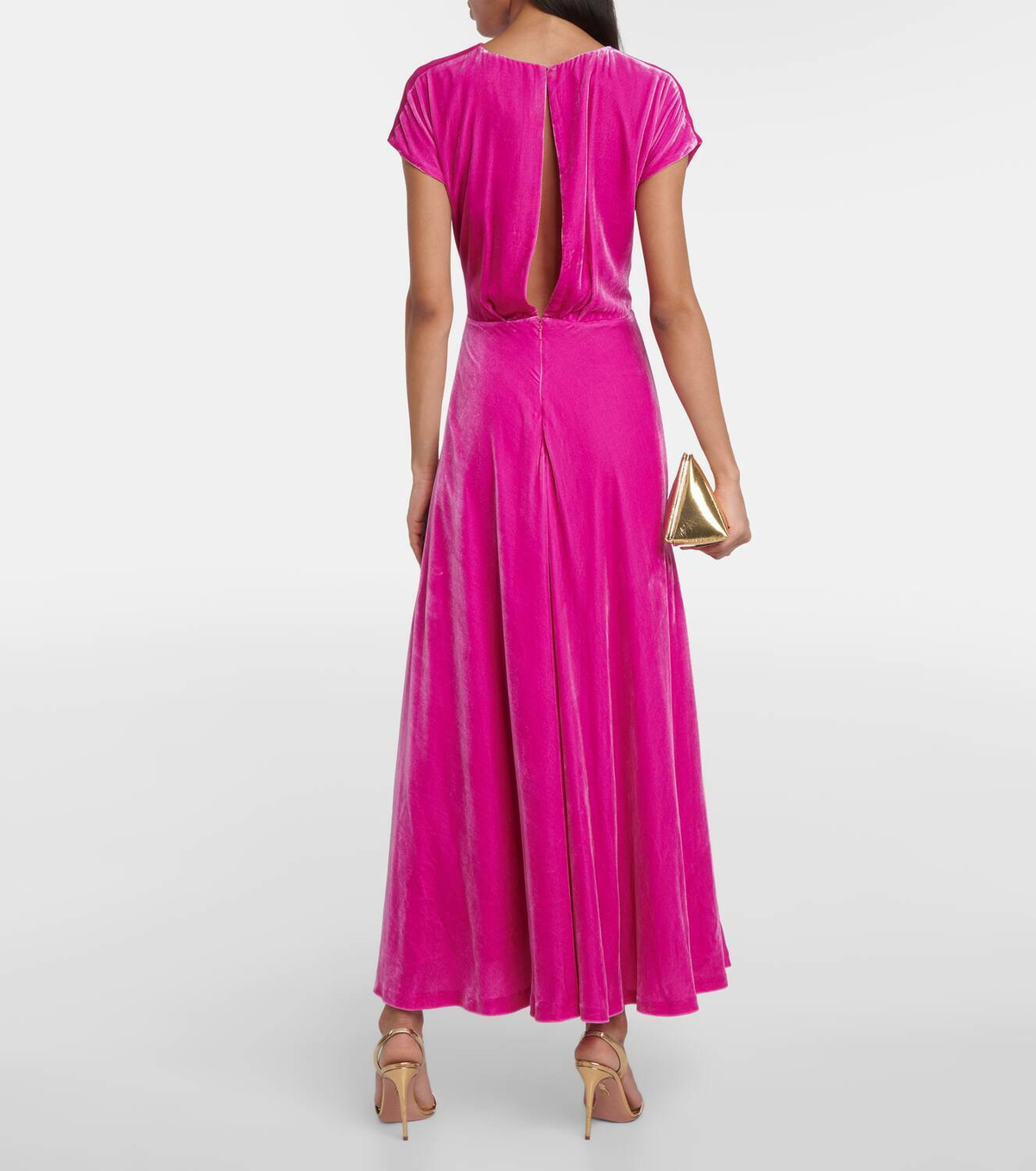 Costarellos Lapis draped velvet maxi dress Costarellos