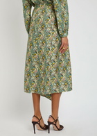Tory Burch Printed Silk Midi Wrap Skirt Blue