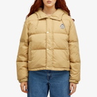 Sporty & Rich Women's Crown Logo Hooded Puffer Jacket in Beige