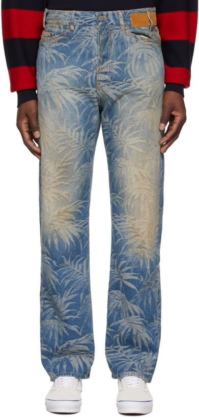 Photo: Palm Angels Blue Jacquard Jeans