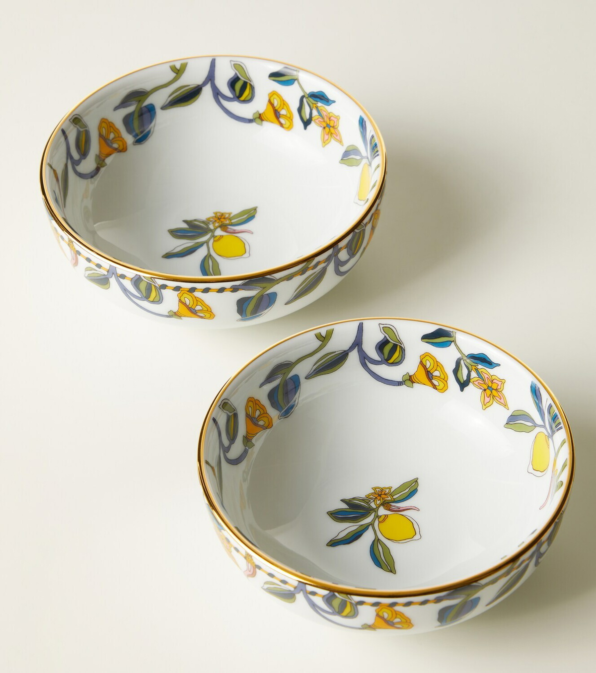 La DoubleJ Borboni White set of 2 porcelain snack bowls