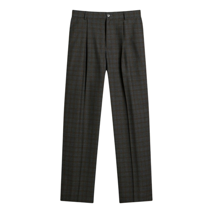 Photo: Dries Van Noten Men's Penrud Abstract Check Wool Trousers in Brown