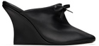 MARIE ADAM-LEENAERDT Black Bow Heeled Slipper Mules