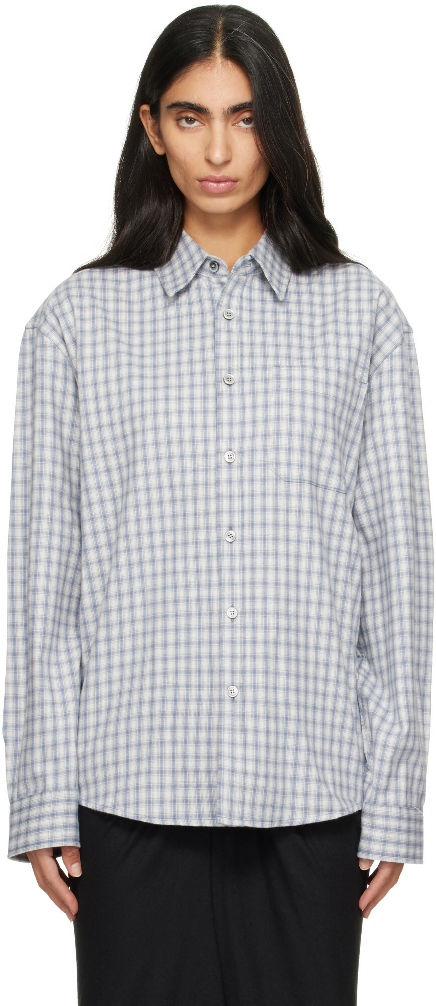 COOR Blue Cotton Tartan Check Shirt