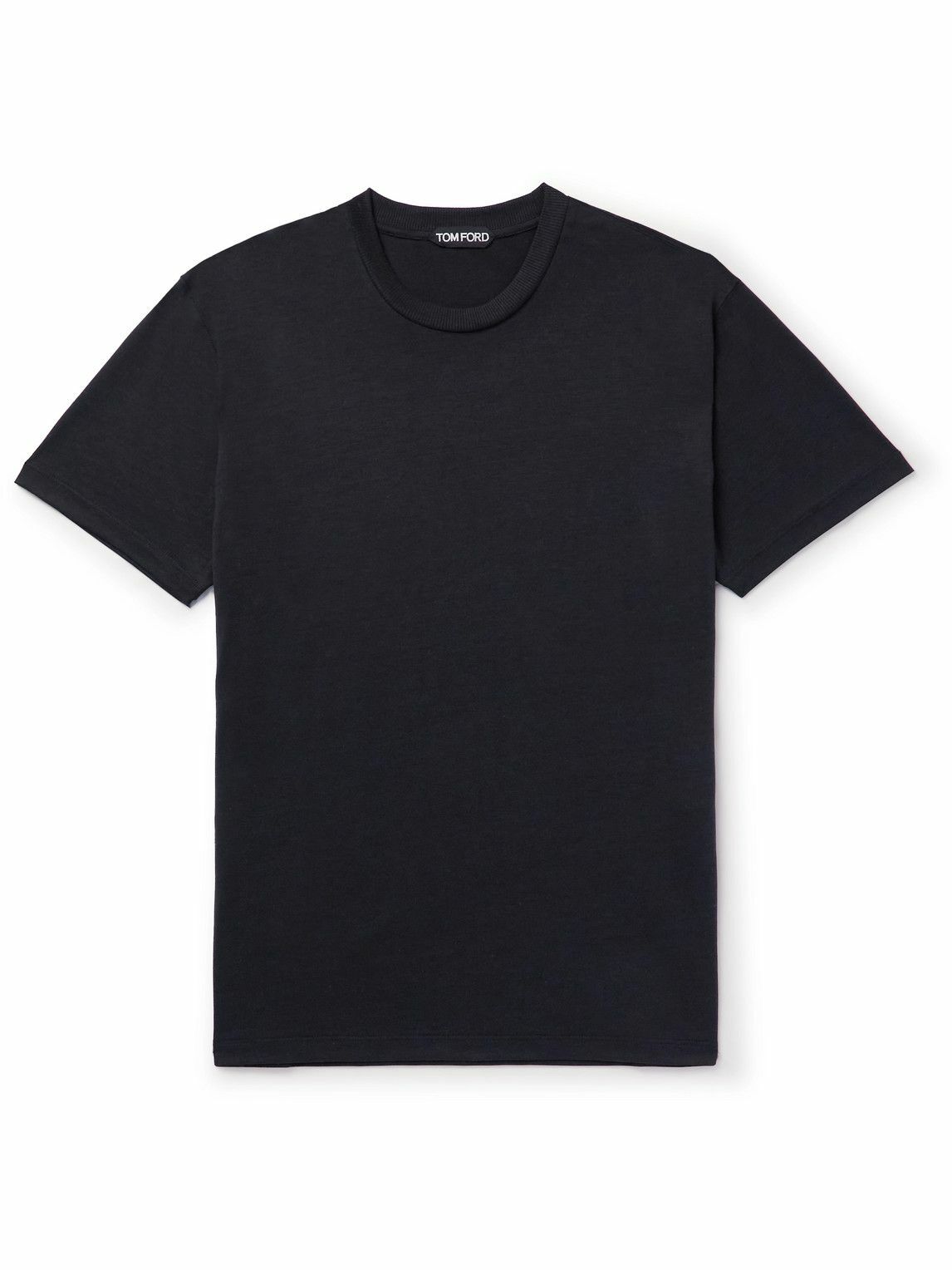 TOM FORD - Silk and Cotton-Blend Jersey T-Shirt - Black TOM FORD