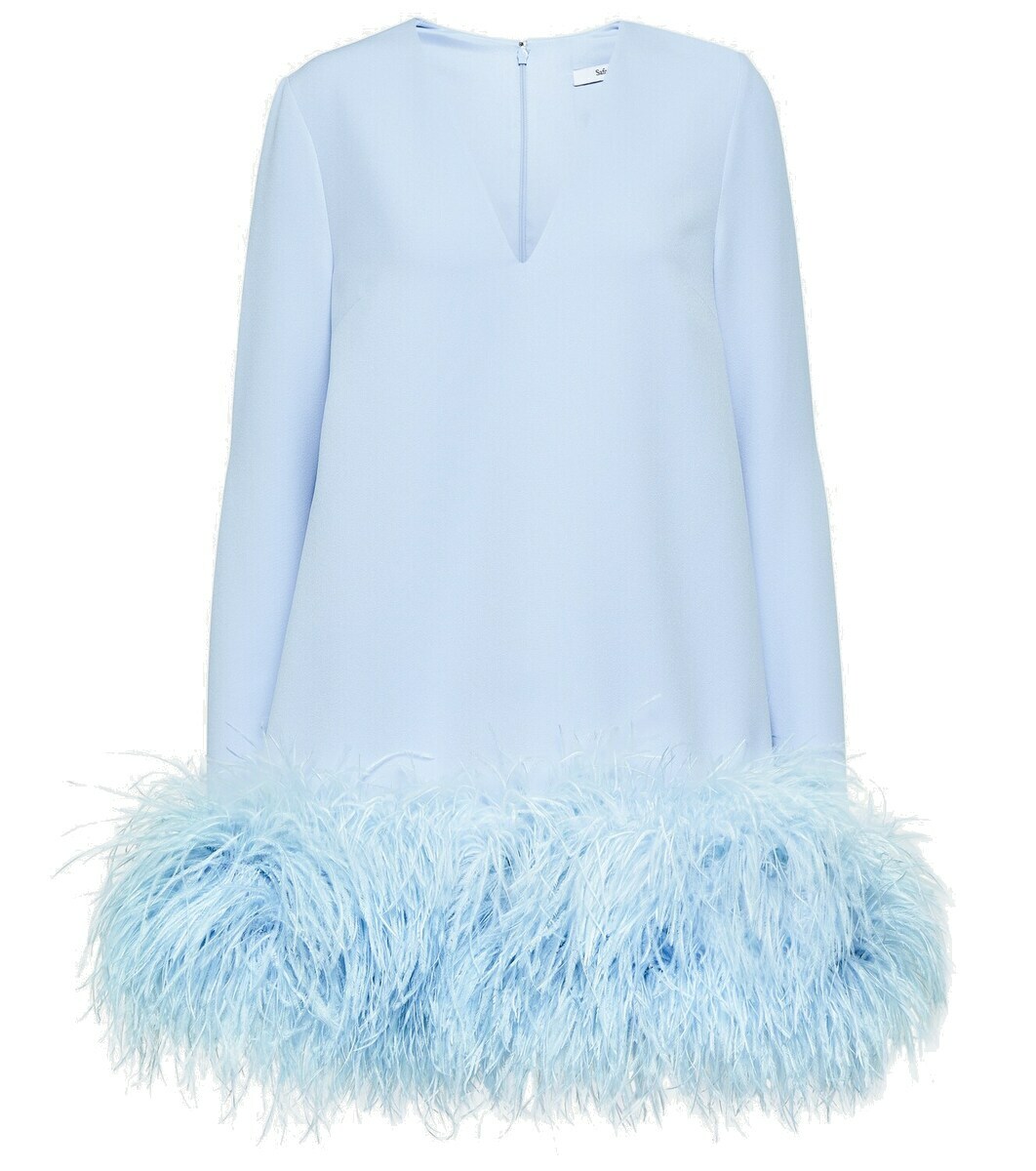 Safiyaa Aleannah feather-trimmed crpe minidress Safiyaa