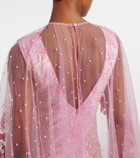 Là Fuori Panorama embellished caped gown