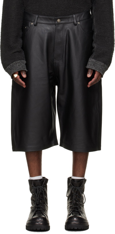 Photo: 424 Black Big Daddy Leather Shorts