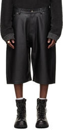 424 Black Big Daddy Leather Shorts