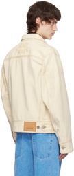 AMI Paris Off-White Cotton 'Ami Paris' Trucker Denim Jacket