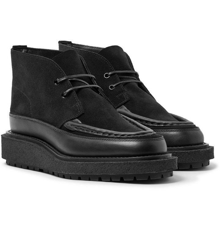 Photo: Sacai - Leather-Trimmed Suede Boots - Black