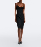 McQueen Paneled ruched wool cocktail dress
