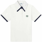 Sporty & Rich x Lacoste Pique Polo Shirt in Farine/Marine