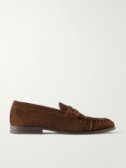 VINNY's - Louee Gathered Suede Loafers - Brown