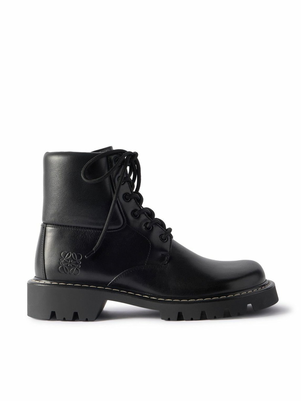 Photo: LOEWE - Sierra Logo-Debossed Leather Boots - Black