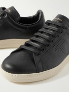TOM FORD - Warwick Perforated Full-Grain Leather Sneakers - Black