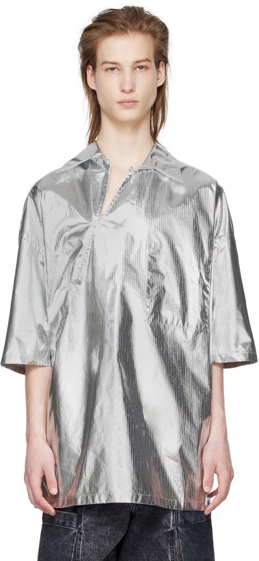 Photo: T/SEHNE Silver Asymmetric Slash Shirt