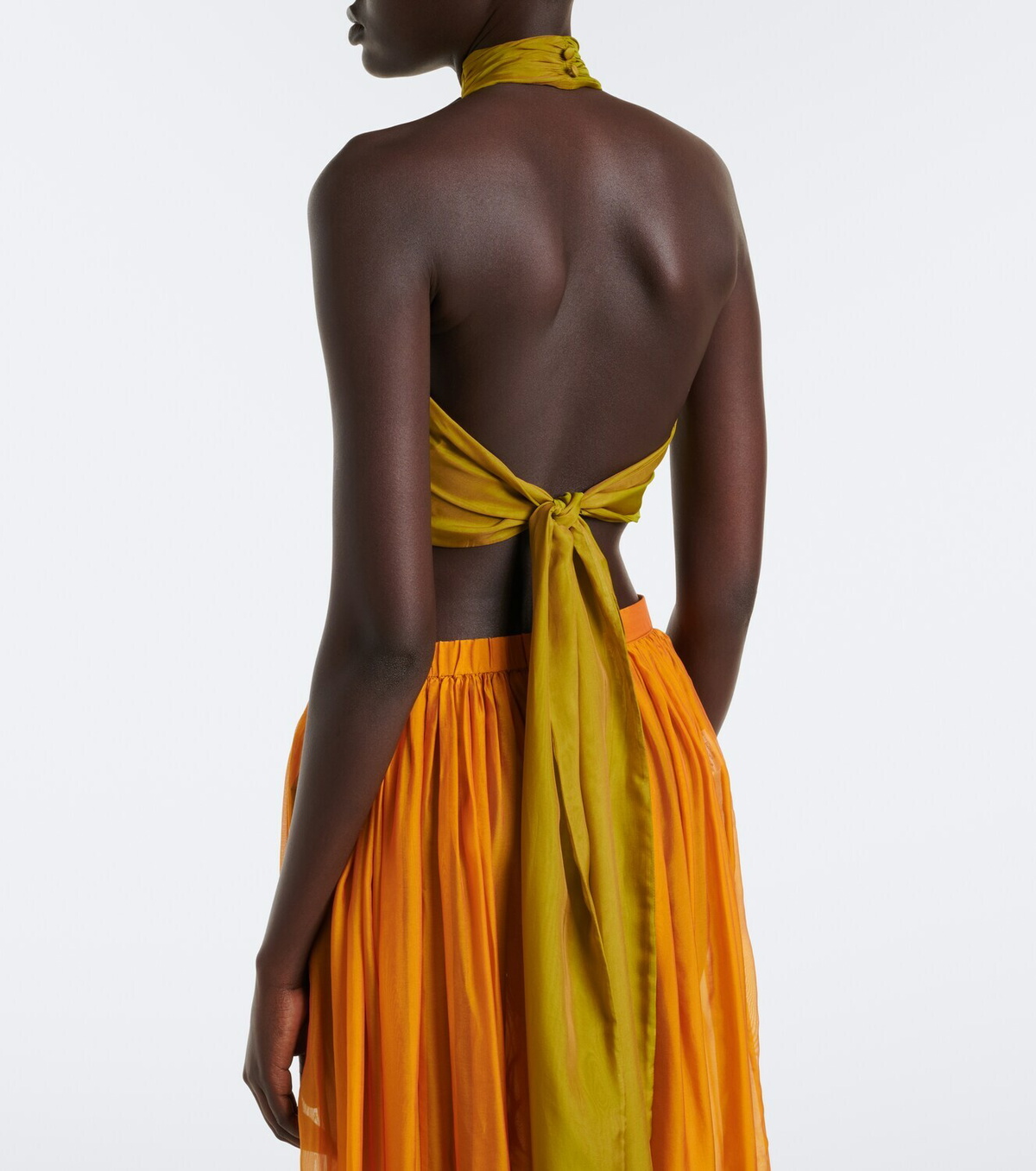Retrofête Fable halterneck chiffon crop top