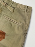 KAPITAL - Katsuragi Tapered Appliquéd Distressed Cotton-Twill Trousers - Unknown