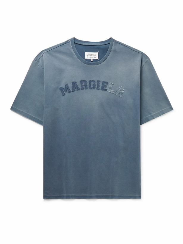 Photo: Maison Margiela - Logo-Appliquéd Cotton-Jersey T-Shirt - Blue