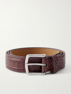 George Cleverley - 3cm Croc-Effect Leather Belt - Brown